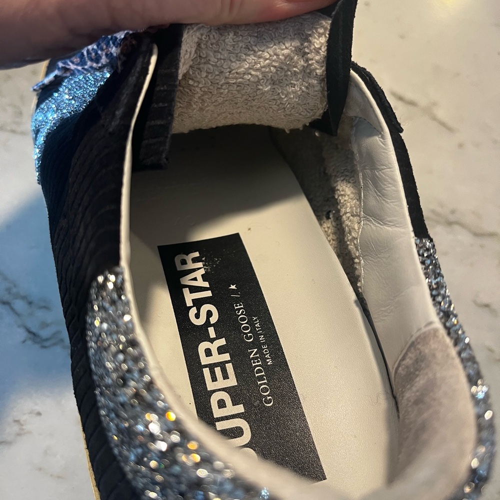 Golden Goose Black Sneakers with Silver Glitter Stars. Size 40 - Picture 7 of 7